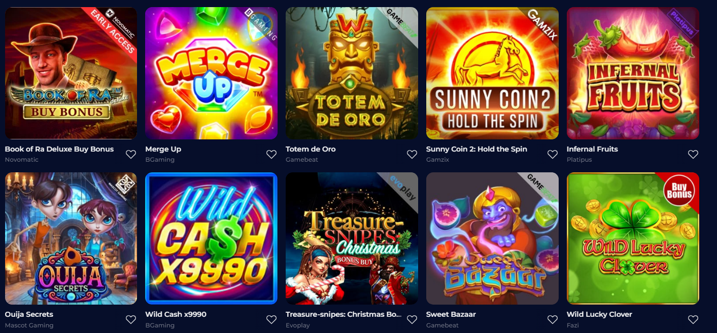 Originele spellen van Nine Casino