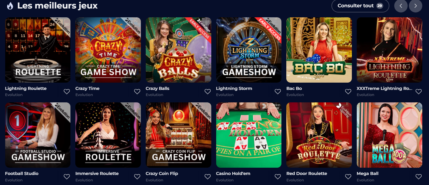 De beste live spellen van Nine Casino