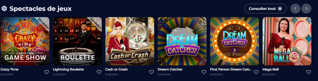 Gameshows bij Nine Casino